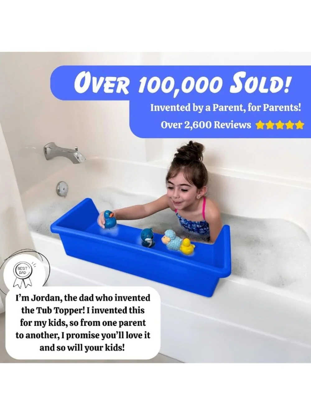 Kids Mini Bathtub Splash Guard & Toy Tray Bath Shelf - Blue Bath Accessory